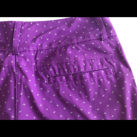 Adidas Purple Shorts with White Stars Side Vents - Picture 6 of 6